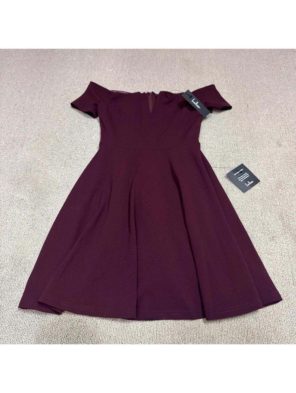 Lulus Play The Party Burgundy Off The Shoulder Skater Dress Women’s Size XS NWT